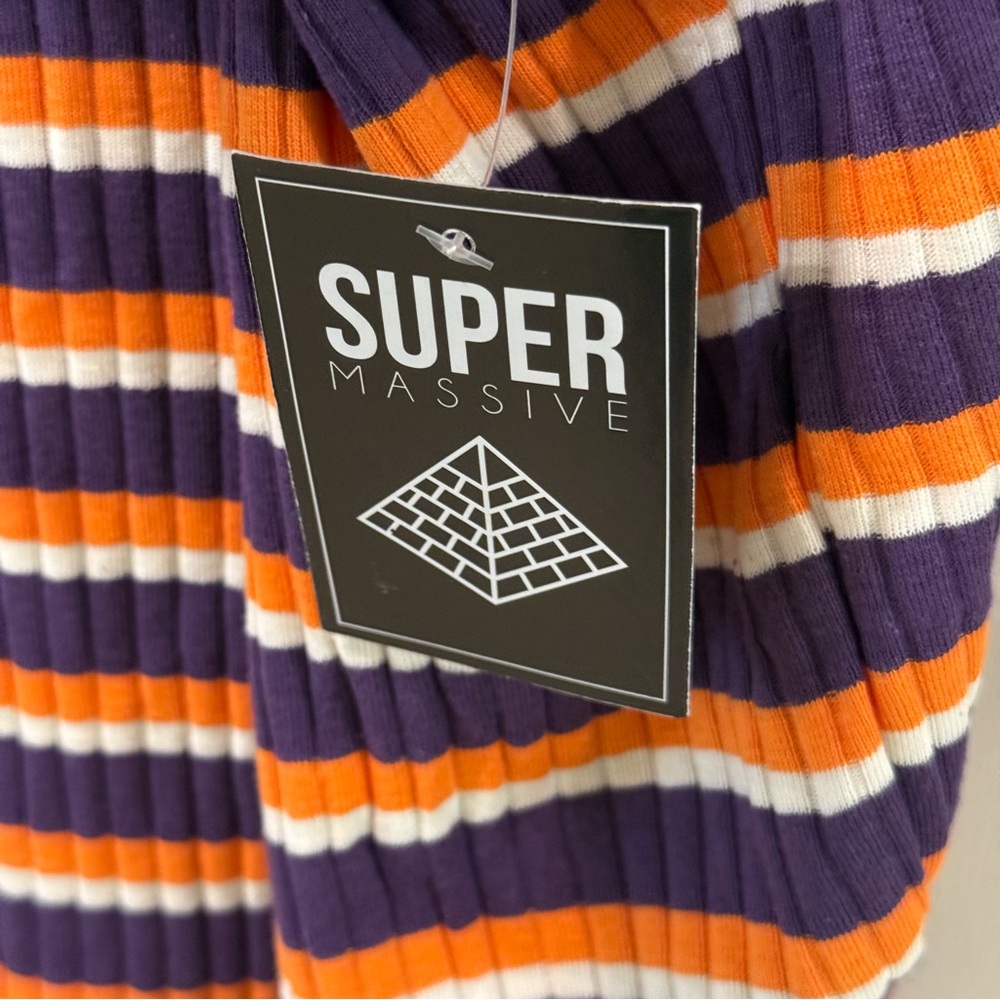 Super Massive Striped Tank Top XL Purple Orange Ribbed Sleeveless NWT - Picture 5 of 9